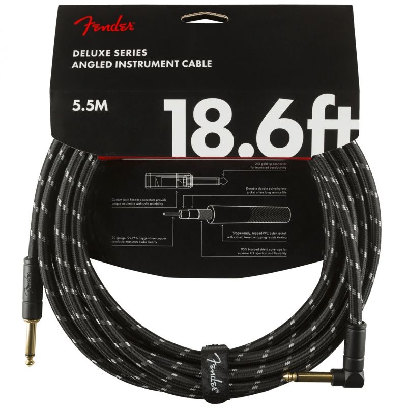 Кабель инструментальный Fender Cable Deluxe Series 18,6' Angled Black Tweed
