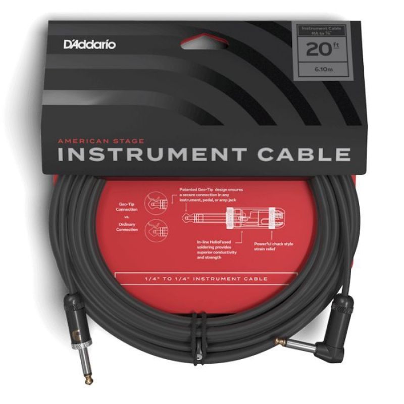Кабель інструментальний D'ADDARIO PW-AMSGRA-20 American Stage, Right to Straight (6m)