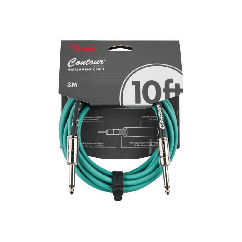 Кабель инструментальный Fender Cable Contour Series Instrument Cable 10' Sherwood Green