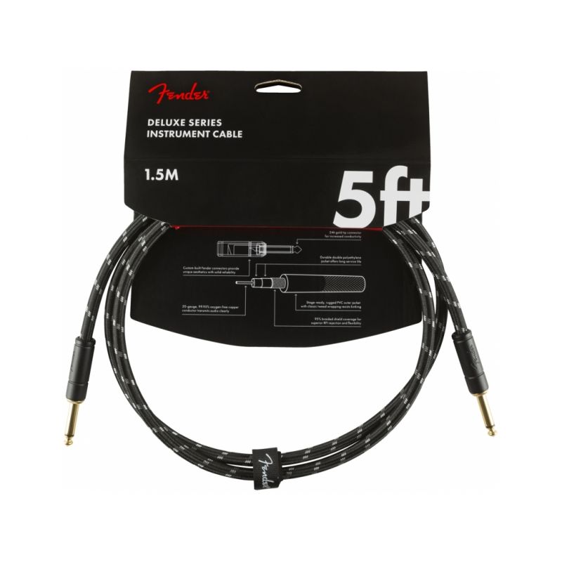  Кабель инструментальный Fender Cable Deluxe Series 5' Black Tweed