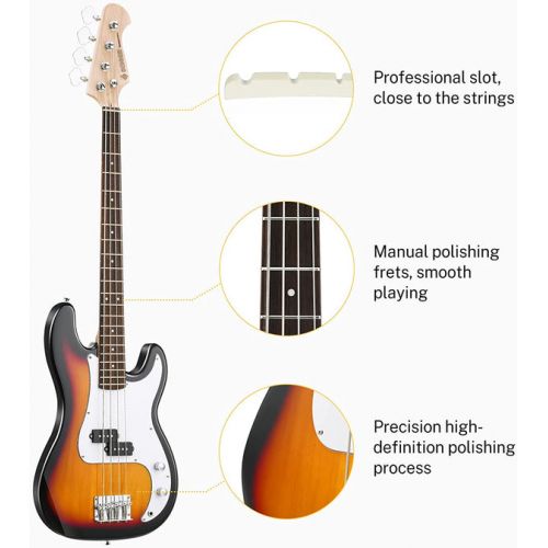 Комплект для бас-гитары Donner Music DPB-510 Electric Bass Guitar Sunburst EC1227
