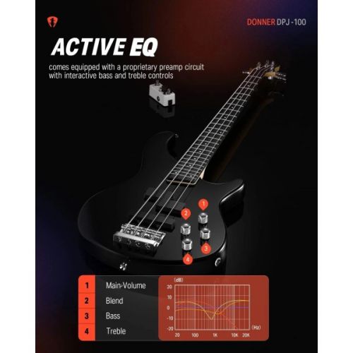 Комплект для бас-гітари Donner Music DPJ-100 Electric Bass Guitar Black EC1386
