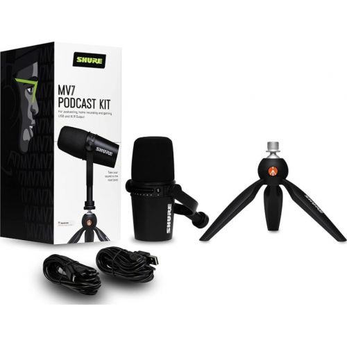 Микрофон для подкастов с настольным штативом SHURE MV7+-K-BNDL