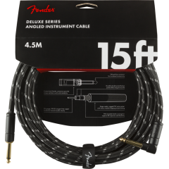 FENDER CABLE DELUXE SERIES 15' ANGLED BLACK TWEED
