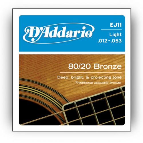Струни для гітари D`ADDARIO EJ11 80/20 BRONZE LIGHT 12-53