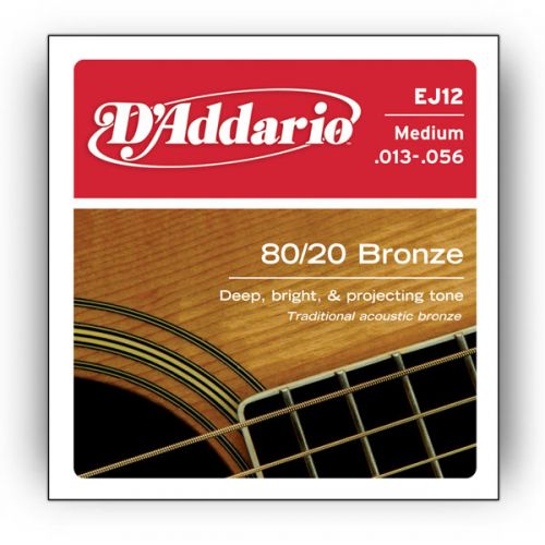 Струни для гітари D`ADDARIO EJ12 80/20 BRONZE MEDIUM 13-56