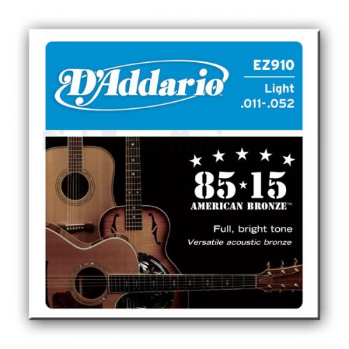 Струны для гитары D`ADDARIO EZ910 BRONZE LIGHT 11-52