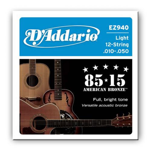 Струны для гитары D`ADDARIO EZ940 BRONZE MEDIUM 12 STRINGS 10-50