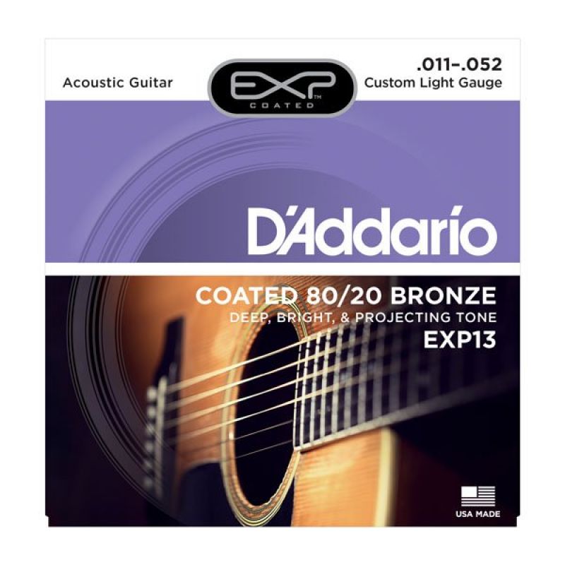 Струны для гитары D`ADDARIO EXP13 EXP 80/20 BRONZE CUSTOM LIGHT 11-52