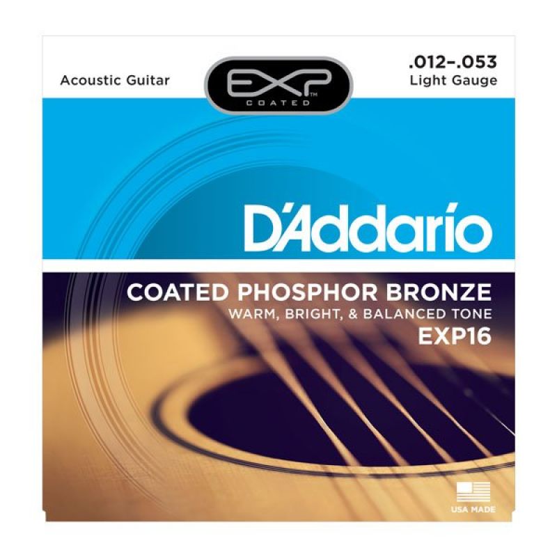 Струны для гитары D`ADDARIO EXP16 EXP PHOSPHOR BRONZE LIGHT 12-53