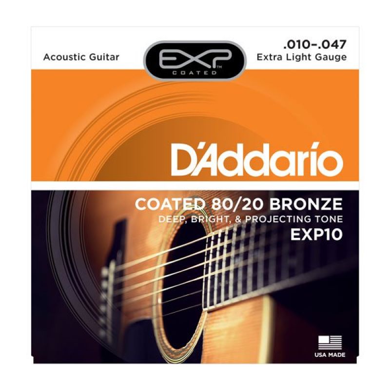 Струни для гітари D`ADDARIO EXP10 EXP 80/20 BRONZE EXTRA LIGHT 10-47