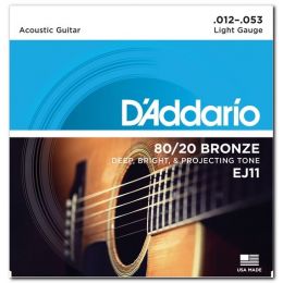Струни для гітари D`ADDARIO EJ11 80/20 BRONZE LIGHT 12-53