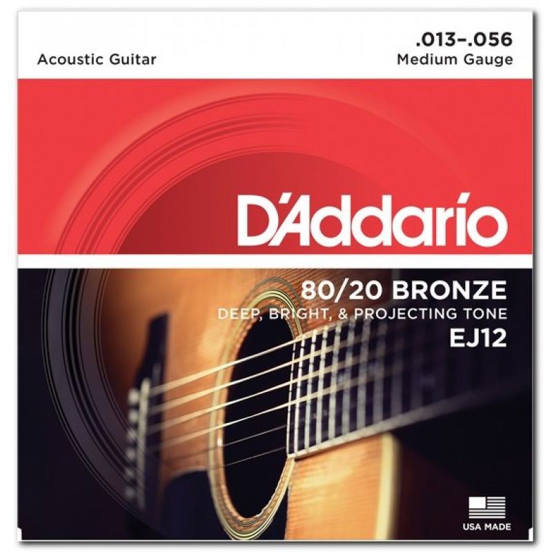 Струны для гитары D`ADDARIO EJ12 80/20 BRONZE MEDIUM 13-56