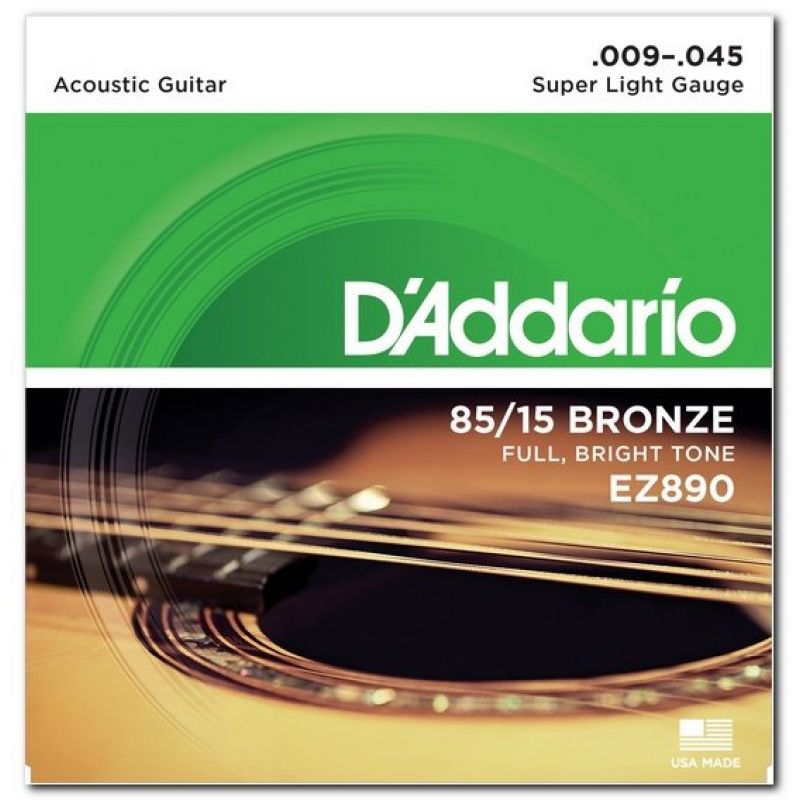 Струни для гітари D`ADDARIO EZ890 BRONZE SUPER LIGHT 9-45