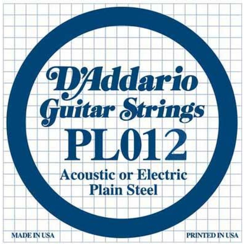 Струни для гітари D`ADDARIO PL012 Plain Steel 012