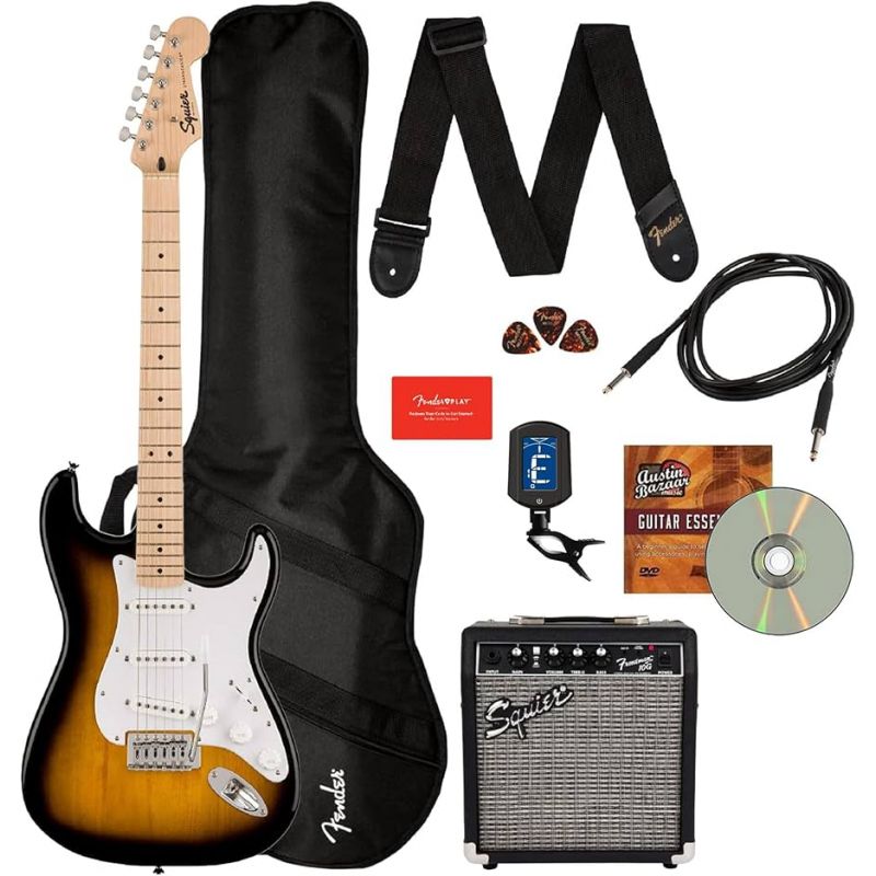 Гитарный набор с электрогитарой SQUIER SONIC STRATOCASTER PACK MN 2-COLOR SUNBURST