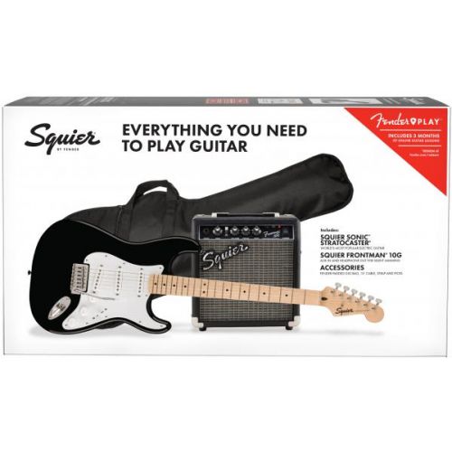 Гитарный набор с электрогитарой SQUIER SONIC STRATOCASTER PACK MN BLACK